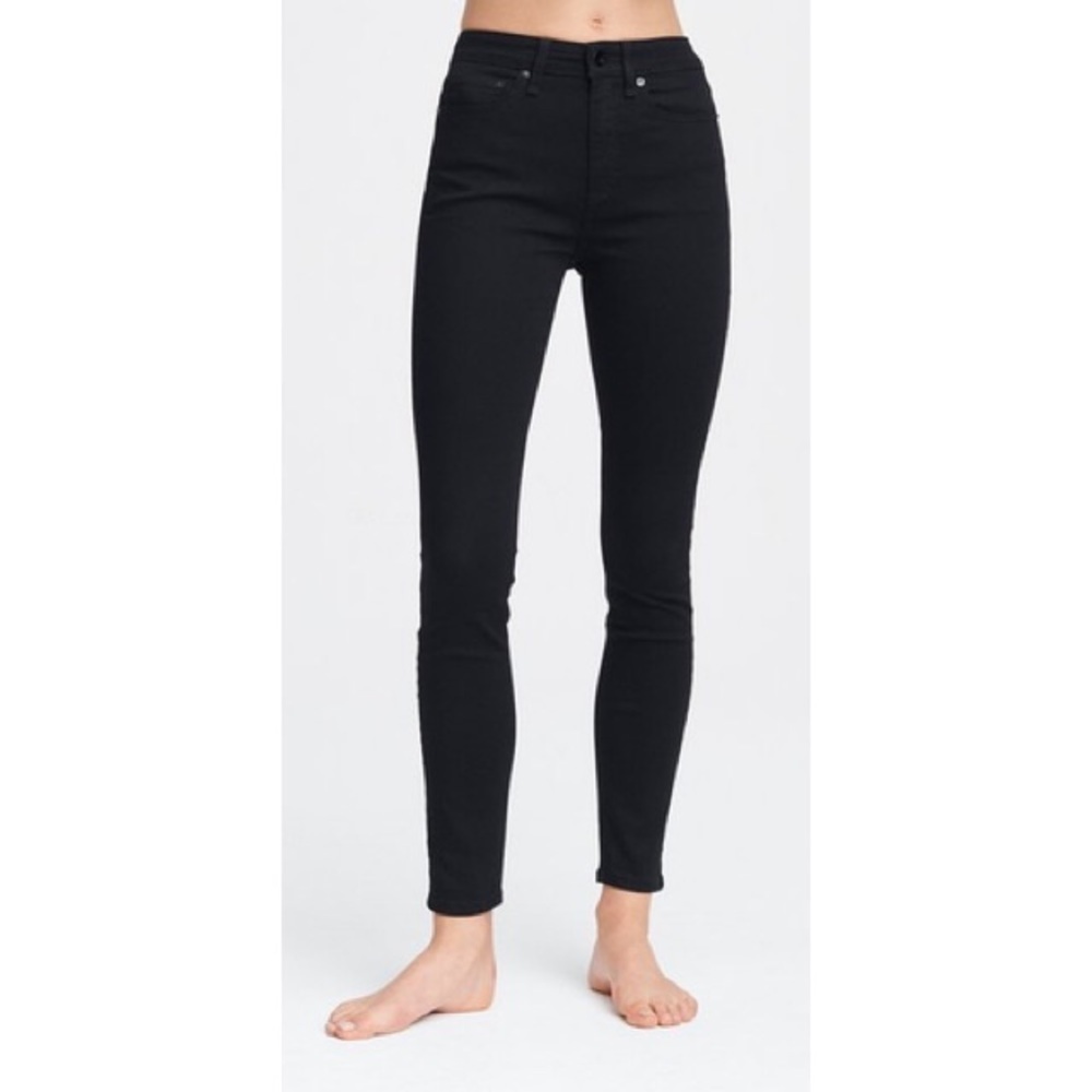 Rag & Bone Black Cotton Blend Nina High-Rise Skinny Jeans W1532I769BLK Size 27